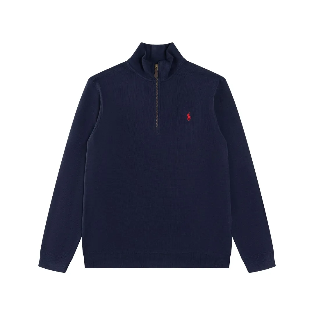 P230 #R97 Ralph lauren twelve-color embroidered pony logo half-zip high-neck long-sleeved knitted sweatshirt. The same style for men and women. The new half-zip sweatshirt for couples to wear in autumn is here! This kind of sweatshirt is really popular this year, even more popular than the hooded sweatshirt. Open the zipper and it can be used as a large lapel, which makes it more fashionable. The color of the classic design of the little war horse on the chest is matched with the embroidery. The simple zipper design echoes the brand logo, so you don’t need to match too much. The sweater version is loose enough! The fabric is custom-woven and dyed 100 cotton. 320g high gram weight 100% cotton knitted cotton with a certain thickness. The fabric is soft and comfortable, and the three-dimensional fabric is full of texture. The stitching is three needles and five threads, which is beautiful and strong. The pattern is also good. Although it is loose, it does not look bulky! - It is not a popular color scheme on the street. The color is pure and highly recommended. The upper body has a particularly high rate of turning heads. Loose style. Big drop shoulder OS style. Same style for men and women. Couple wear. Versatile and practical! Color: Gray, navy, khaki, green label, oatmeal brown label, apricot, black, army green, burgundy, pink, dark gray, light blue, white. Size: S M L XL Length: 70/72/74/76 Bust: 53.5/55.5/57.5/58.5 Shoulder width: 44/45/46/47 Sleeve length: 61/62/63/64